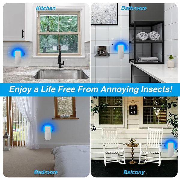 (1 Device + 5 Refills)Fruit Fly Traps for Indoors,Gnat Traps for House Indoor Plug-in Light for Flies
