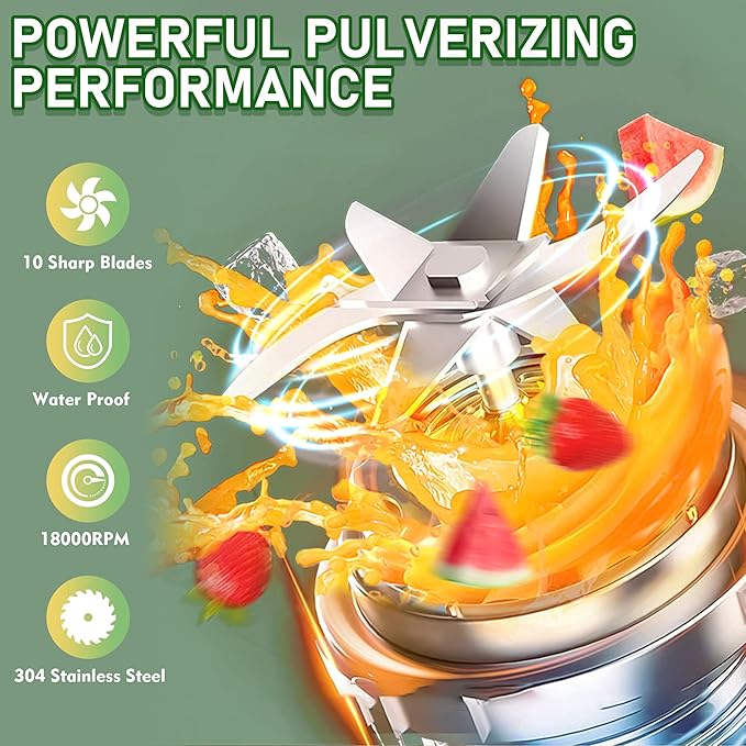 BPA-Free Electric Citrus Juicer 17 oz, Straw, Two Lids, Portable Blender for Smoothies, Shakes