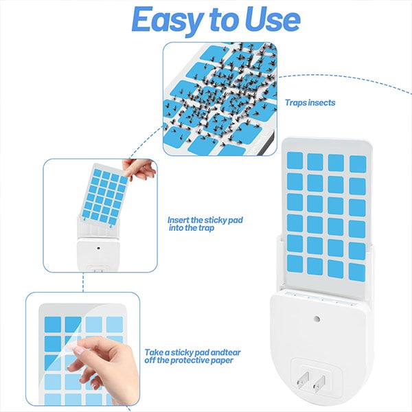 (1 Device + 5 Refills)Fruit Fly Traps for Indoors,Gnat Traps for House Indoor Plug-in Light for Flies