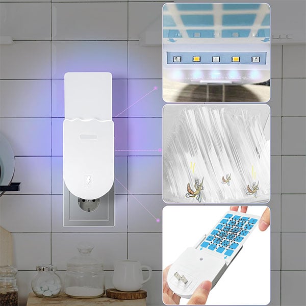 (1 Device + 5 Refills)Fruit Fly Traps for Indoors,Gnat Traps for House Indoor Plug-in Light for Flies