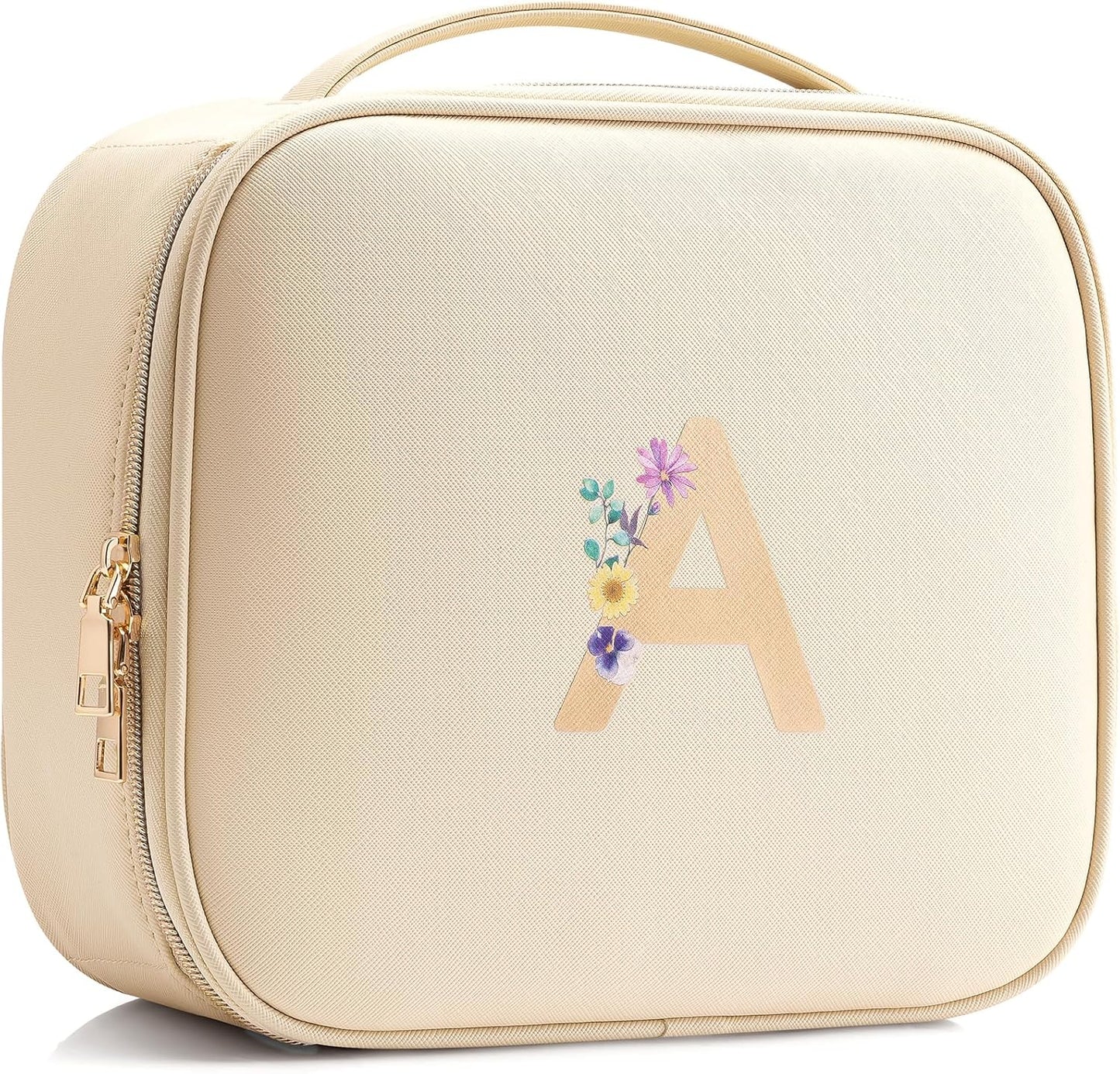 Faye | Travel Makeup Bag with Printed Initials