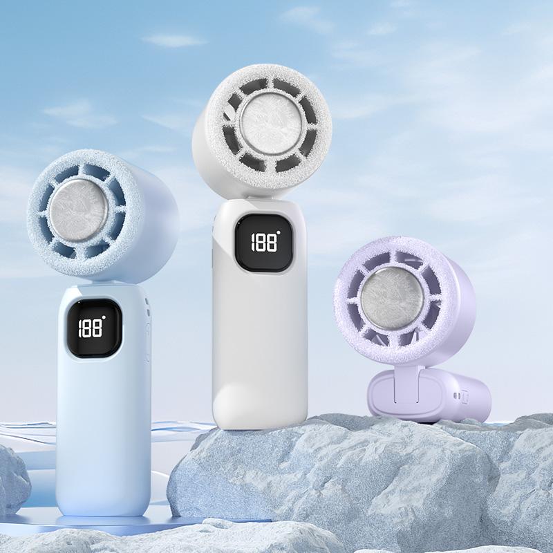 NEW - 3 in 1 Mini Handheld Cooling Fan, 100 Speed Wind Power & Ice Cooling Function, Small Foldable 3-IN-1 Neck/Desk/Hand Fan