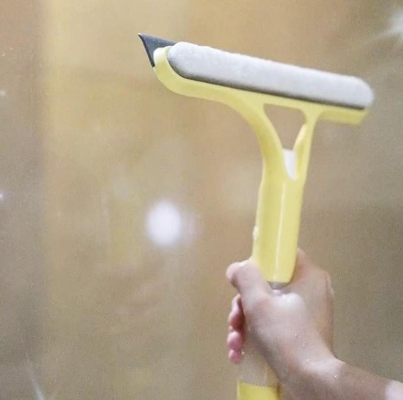 3 in 1 Window Cleaning Scraper, Squeegee and Scrubber with Spray, Multifunctional Household Cleaning Tool, Car Windshield Cleaner,Lightweight Silicone Microfiber Wipe