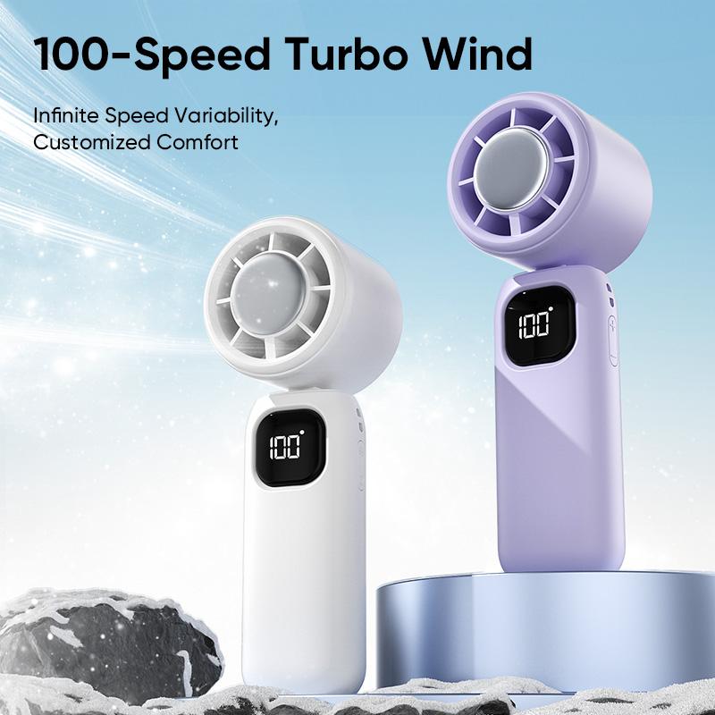 NEW - 3 in 1 Mini Handheld Cooling Fan, 100 Speed Wind Power & Ice Cooling Function, Small Foldable 3-IN-1 Neck/Desk/Hand Fan