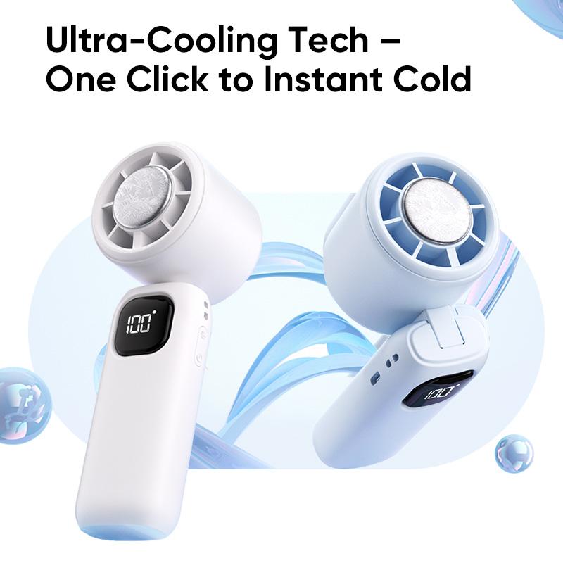NEW - 3 in 1 Mini Handheld Cooling Fan, 100 Speed Wind Power & Ice Cooling Function, Small Foldable 3-IN-1 Neck/Desk/Hand Fan