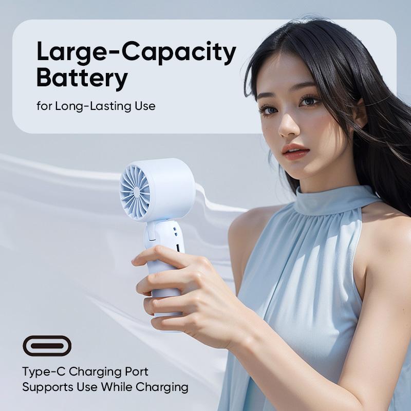 NEW - 3 in 1 Mini Handheld Cooling Fan, 100 Speed Wind Power & Ice Cooling Function, Small Foldable 3-IN-1 Neck/Desk/Hand Fan