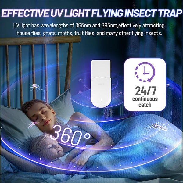 (1 Device + 5 Refills)Fruit Fly Traps for Indoors,Gnat Traps for House Indoor Plug-in Light for Flies