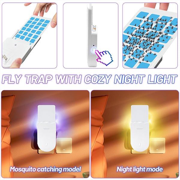 (1 Device + 5 Refills)Fruit Fly Traps for Indoors,Gnat Traps for House Indoor Plug-in Light for Flies