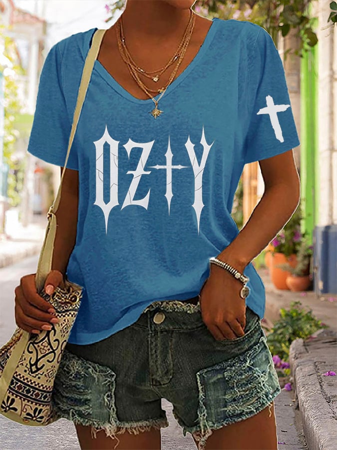 Women's “Hot Singer” Printed V-Neck T-Shirt