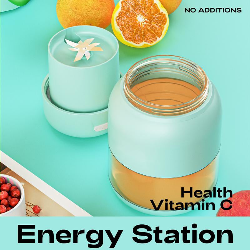 BPA-Free Electric Citrus Juicer 17 oz, Straw, Two Lids, Portable Blender for Smoothies, Shakes