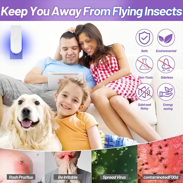 (1 Device + 5 Refills)Fruit Fly Traps for Indoors,Gnat Traps for House Indoor Plug-in Light for Flies