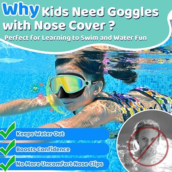 🏊♀️HD children's large frame waterproof and anti-fog swimming goggles🥽