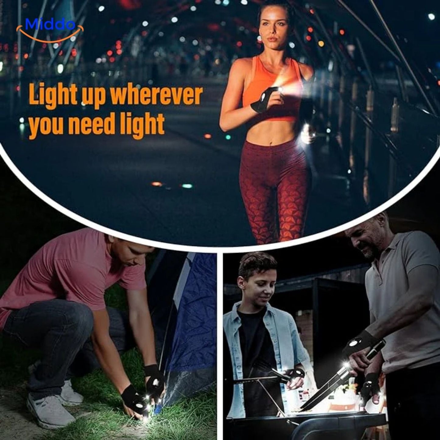 LightGrip™ Handschoenen | LED Verlichting voor Nachtlopen, Fietsen en vissen!