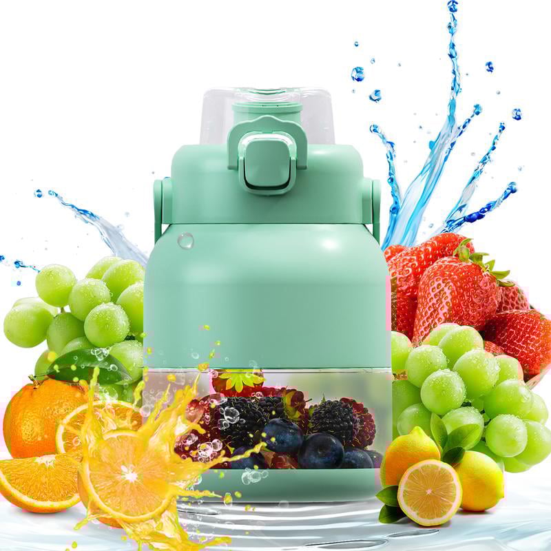 BPA-Free Electric Citrus Juicer 17 oz, Straw, Two Lids, Portable Blender for Smoothies, Shakes