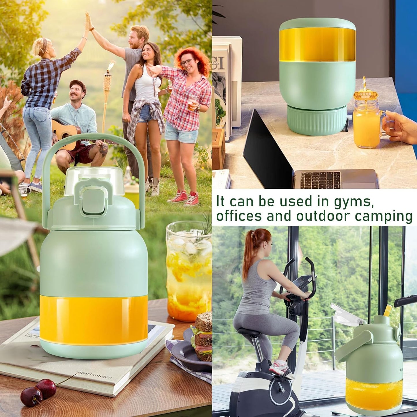 BPA-Free Electric Citrus Juicer 17 oz, Straw, Two Lids, Portable Blender for Smoothies, Shakes