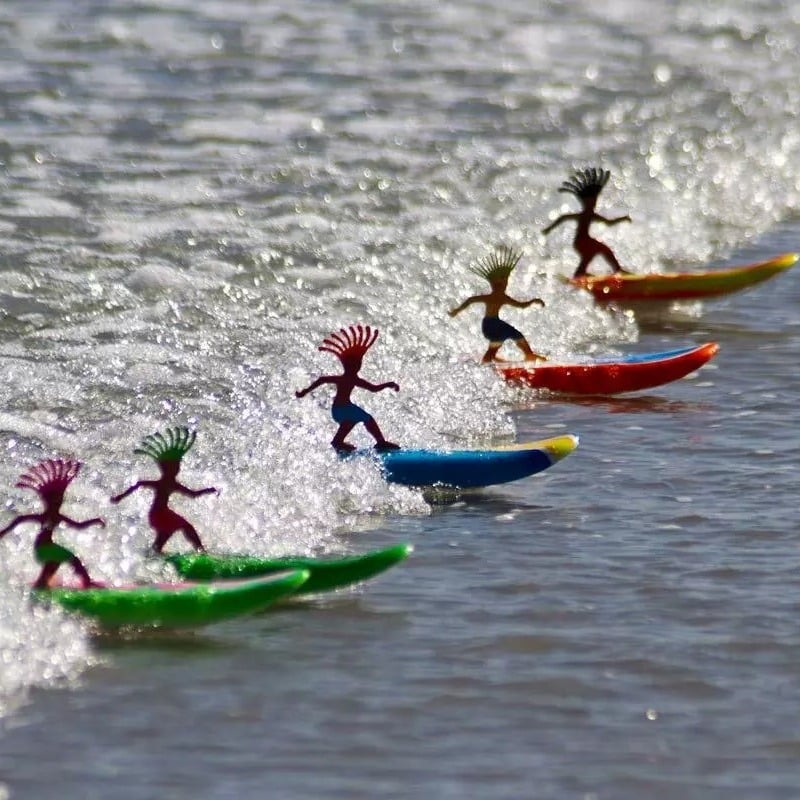 Wave Powered Mini-Surfer and Surfboard Toy