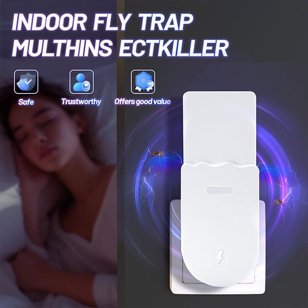 (1 Device + 5 Refills)Fruit Fly Traps for Indoors,Gnat Traps for House Indoor Plug-in Light for Flies