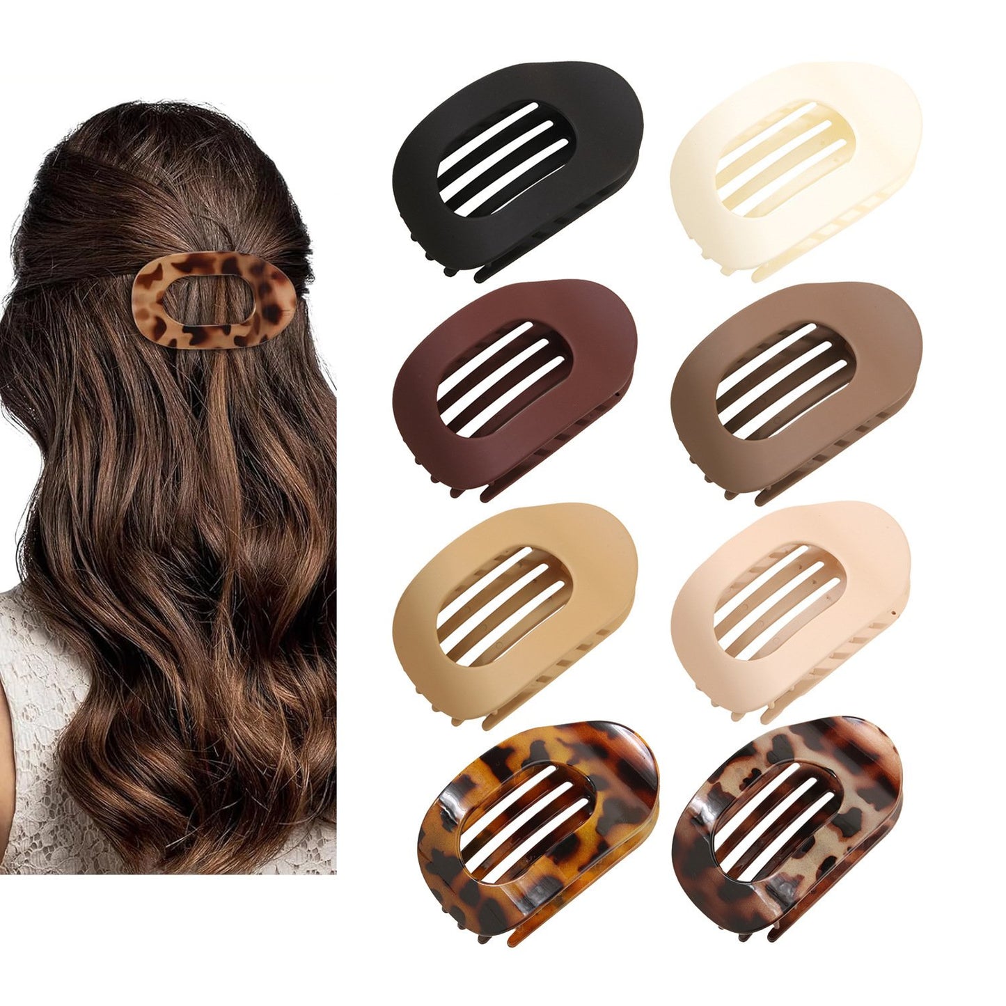 4pcs Solid Color Flat Hair Clips Set – Minimalist Acrylic Barrettes for Women