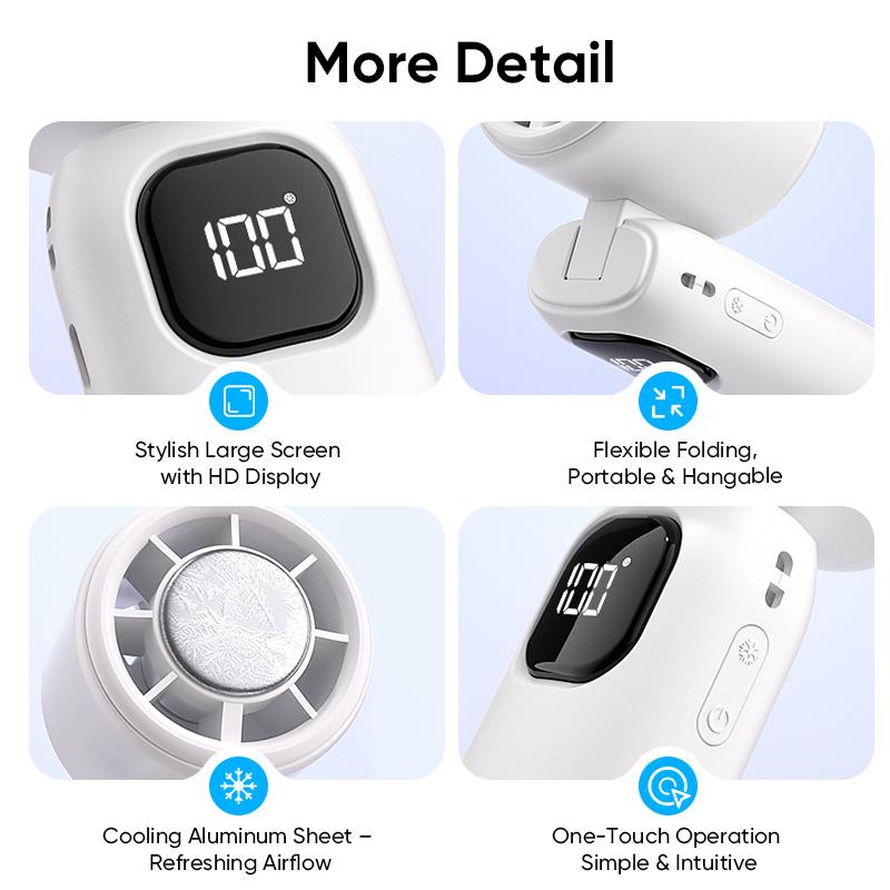 NEW - 3 in 1 Mini Handheld Cooling Fan, 100 Speed Wind Power & Ice Cooling Function, Small Foldable 3-IN-1 Neck/Desk/Hand Fan