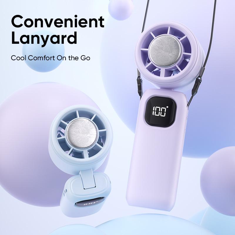 NEW - 3 in 1 Mini Handheld Cooling Fan, 100 Speed Wind Power & Ice Cooling Function, Small Foldable 3-IN-1 Neck/Desk/Hand Fan
