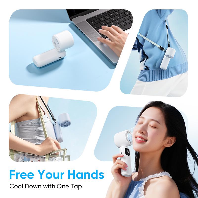 NEW - 3 in 1 Mini Handheld Cooling Fan, 100 Speed Wind Power & Ice Cooling Function, Small Foldable 3-IN-1 Neck/Desk/Hand Fan