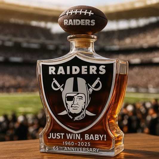 Vegas Raiders 65th Anniversary Whiskey Decanter