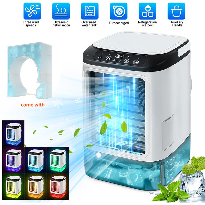 Portable Air Conditioner 3-in-1 Fan with 2 Mist Speeds – Personal Evaporative Cooler for Bedroom, Office & Camping, 1800mAh Battery & 500ml Tank
