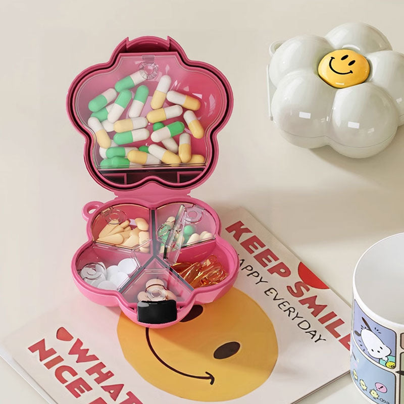 Dopamine Floral Portable Pill Organizer – Travel-Friendly Design