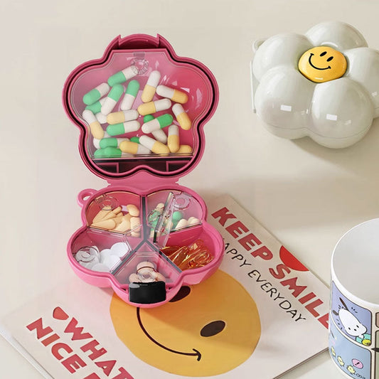 Dopamine Floral Portable Pill Organizer – Travel-Friendly Design