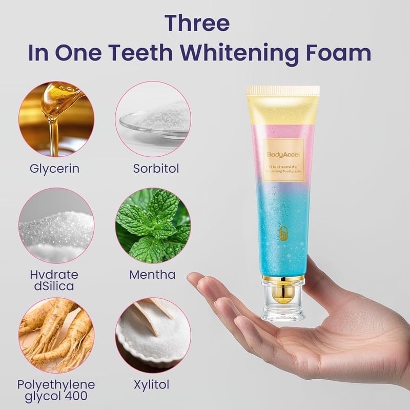 🔥BodyAccelProbiotic Whitening Toothpaste, Free of Fluoride, Nicotinamide, Anti plaque