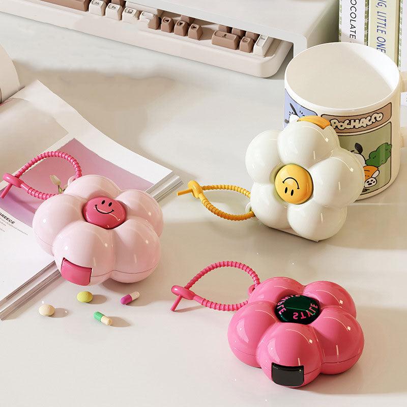 Dopamine Floral Portable Pill Organizer – Travel-Friendly Design