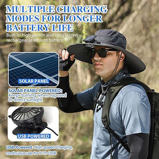 2025 New Ultralight Solar Fan Sun Hat – Lighter Than a Baseball!⚾(Only 11oz)